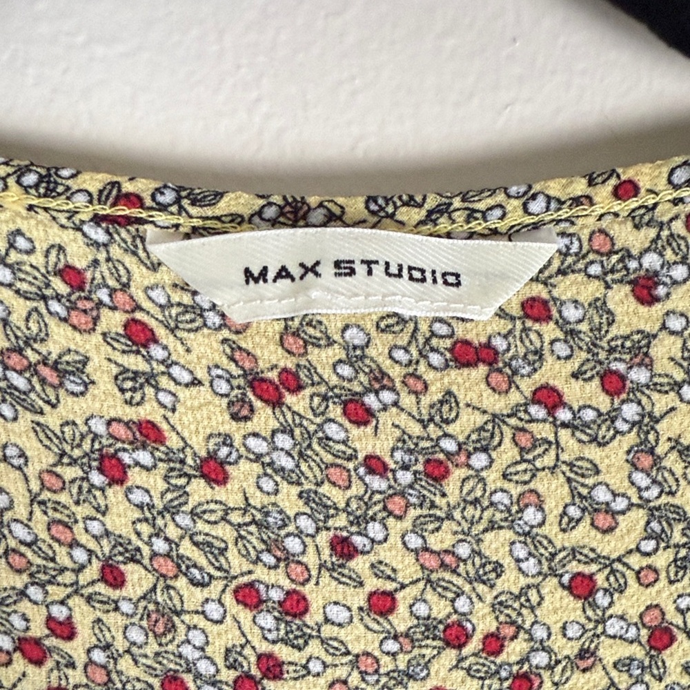 Max Studio Women's Yellow Red Floral High-Low Wrap Dress Size M - Picture 2 of 12